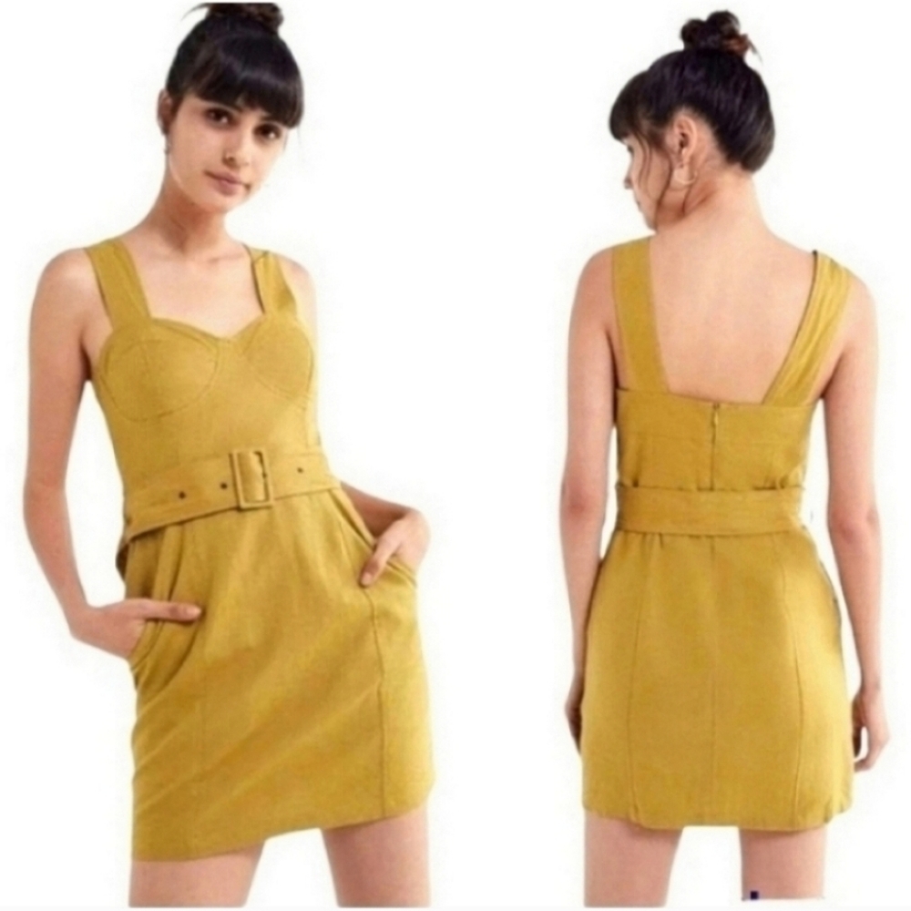 Urban Outfitters Angelique Belted Linen Dress Sz 2
